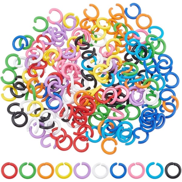 500st färgglada hoppringar 10 färger öppna hoppringar 8 mm O-ringkontakter