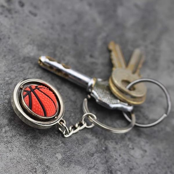 Nøkkelringer 3D roterende basketball nøkkelring nøkkelring Metall Sports K