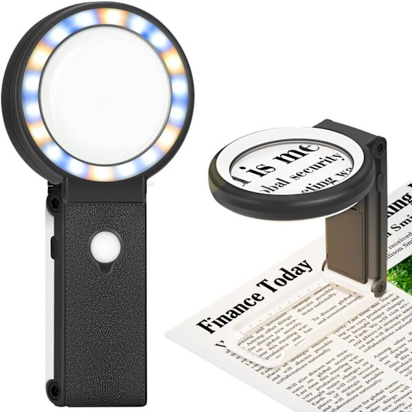 Suurennuslasi valolla, 10X 30X suurennuslasi 18 LED-valolla