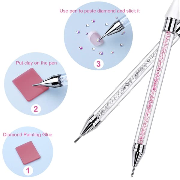 2 stk. Rhinestone Picker Dotting Pen, Dobbeltsidig Rhinestone Gem
