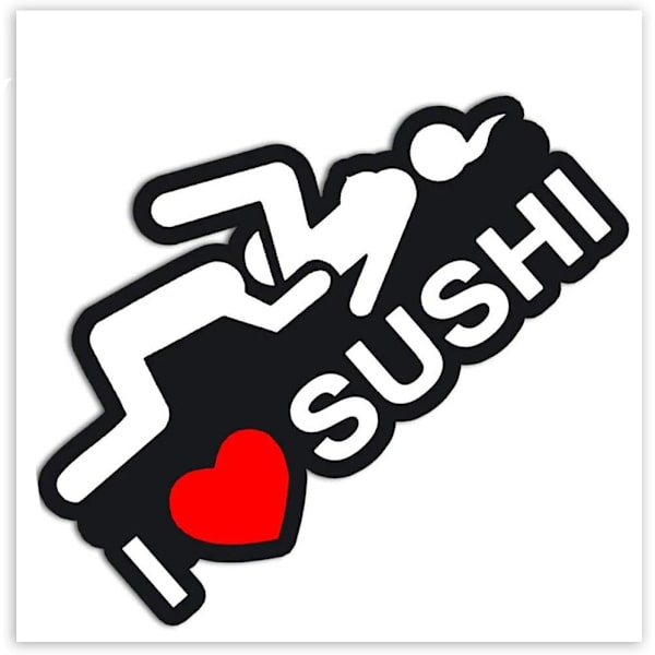9*16cm Tegneserie Jeg Elsker Sushi Bil Klistremerke Klistremerke