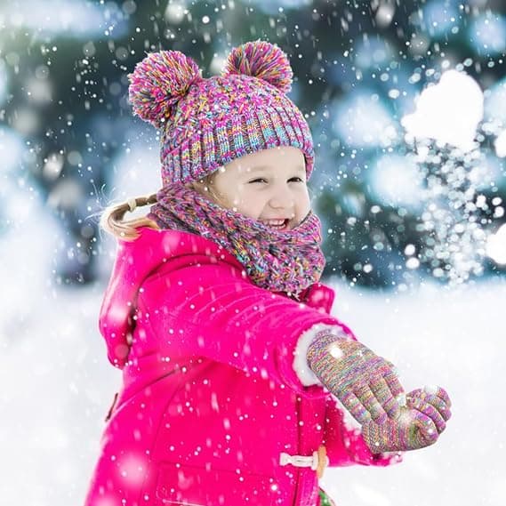 Børne Vinter Strikket Halsvarmer Børn Vinter Handsker Sæt 3 Dele Sæt Børn Vinter Hat Beanie Halsklæde Handske Strik Sæt til Piger Drenge (1-6 År)