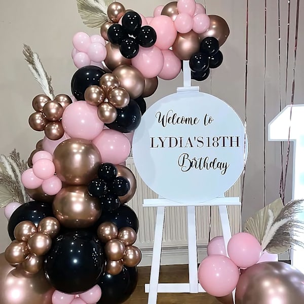 143 stk. Rose Gold Ballonbue Guirlande Kit, Sort Pink og Rose Gold