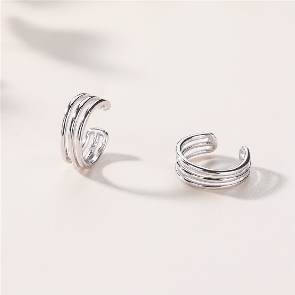 Sterling Silver Multi-Hoop Cuff Örhängen för Flickor Clip On Cartil