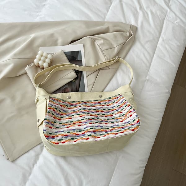 Canvas Tote Bag för kvinnor Retro Axelväska Crossbody Väskor Canvas Handväskor Bokstäver