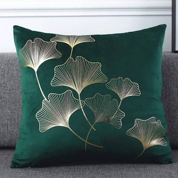 Set med 5 putetrekk 45x45cm Ginkgo-blader mønster dekorative putetrekk