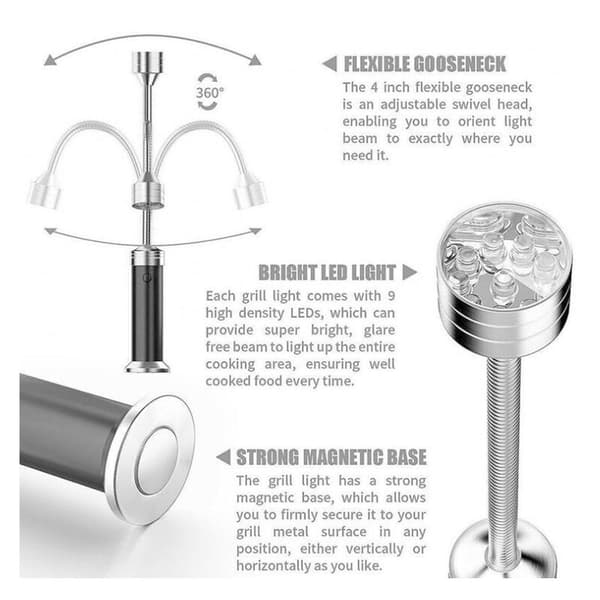 2-pack BBQ Grill Light LED BBQ Grill-lampor med magnetisk bas 36