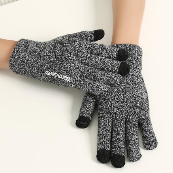 1 par vinter anti-skid varme touch screen fuld finger strikkede unisex handsker