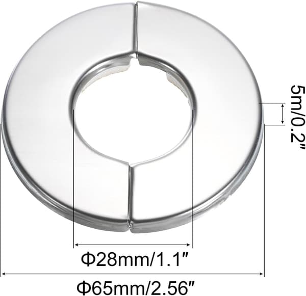 Veggdelingsflens, 2 stk 201 rustfritt stål rund rosettplate for 25 mm diameter rør