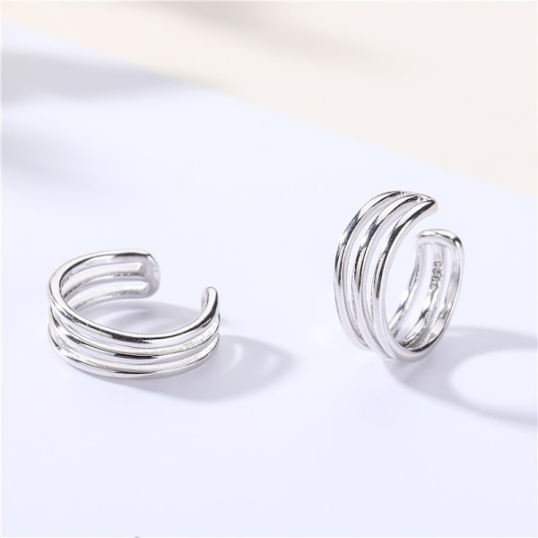 Sterling Silver Multi-Hoop Cuff Örhängen för Flickor Clip On Cartil