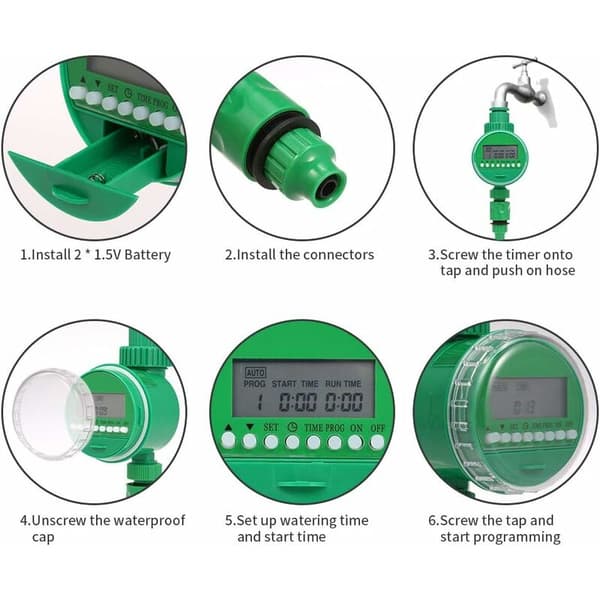 Vanding Computer - Programmerbar vanding timer slange, 3/4\" 1/2\" digital vand timer automatisk kunstvanding, batteridrevet