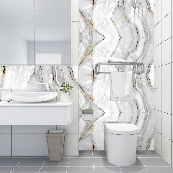 Självhäftande stänkskydd för kök 15*15cm Golden Marble Kitchen Stickers Väggdekaler Kök Kakel Självhäftande Väggdekaler Badrum PVC Kakel Självhäftande Väggmålning （16 st）