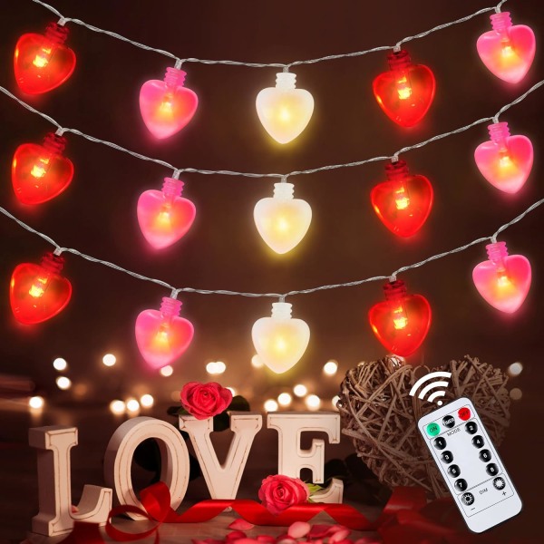 6m 40 LED Ystävänpäivä-sisustusvalot, 8 valotilaa Heart