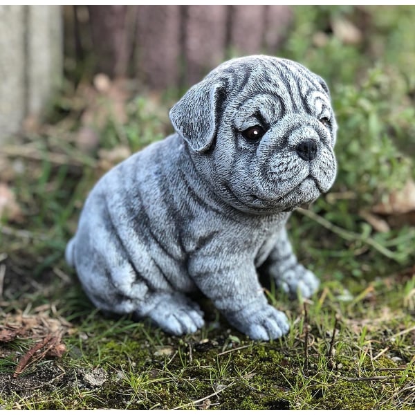 Stone and Style Bulldog -patsas, pakkasenkestävä ja säänkestävä - Massiivinen kivi 14*10*16CM