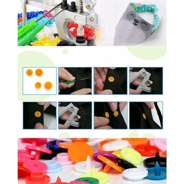 360 stk Resin T5 Trykknapper 24 Farger + Metall Trykknapp Bonton Klips K