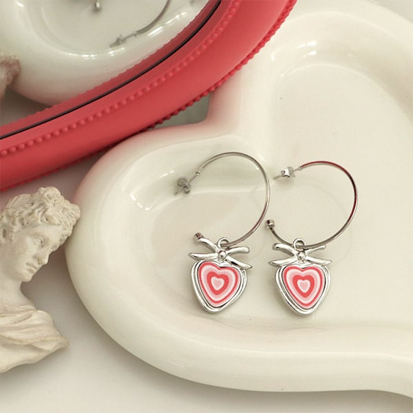 Hjerte Dangle Drop Stud Øreringe Hjerte Smykker Gaver til Kvinder Bir