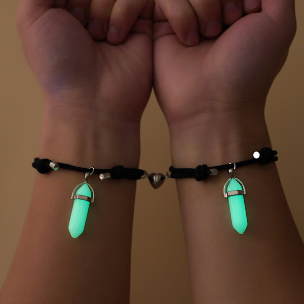 Nyt simpelt lysende perle armbånd lysende rund stjerne hjerte penda