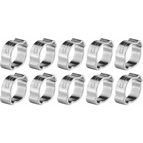 10 stk justerbare slangeklemmer i rustfritt stål (11-13 mm)