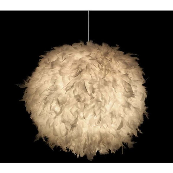 Fjerlampe, Lysekrone diameter 30 cm hvid