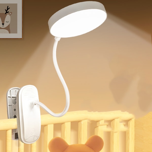 USB-oppladbar klipslampe LED-leselampe skrivebordslampe