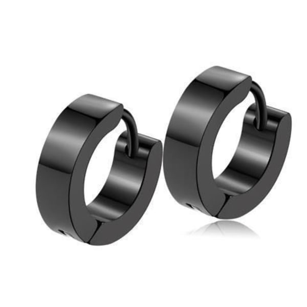 Rostfritt stål, svart, unika örhängen med små ringar för män 1