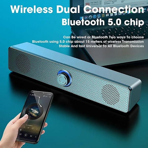 PC Soundbar med kabel og trådløs Bluetooth-højttaler USB-drevet Soundbar til TV Pc Laptop Gaming Home T
