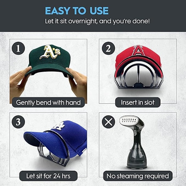 6-pak Hat Bender - Perfekt buet bånd til hat, intet behov for damp - Praktisk design med dobbelt slids mulighed for hat (sort)