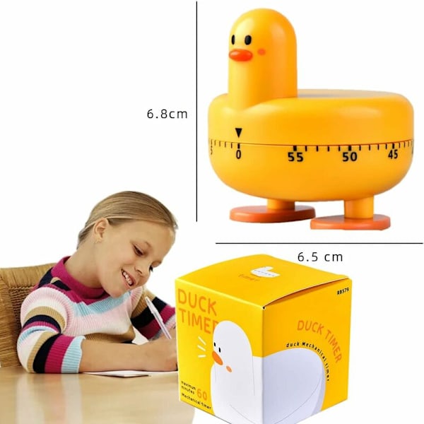 Timer, mekanisk timer til børn, kreativ tegneserie lille gul and