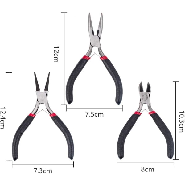 10 stk DIY smykkesett, inkludert tang, hoppring, hekle