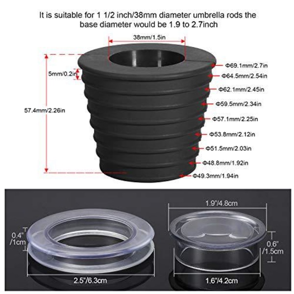 2 pakke koniske paraplyunderlag for terrassebordhull åpent