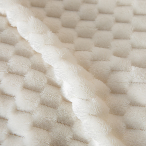 70*100cm Mjuk Fleecefilt, 3D Moln Snygg Jacquard Filt för Soffa, Mysig Mjuk Lättviktig för Alla Säsonger, Off White Filt