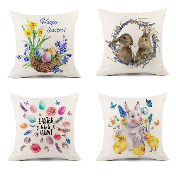 Set med 4 stycken kuddfodral 45 x 45 cm Påskfestmönster
