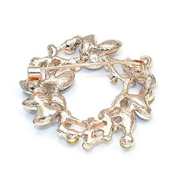 Klar kristall strass blommig krans brosch