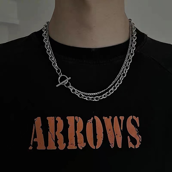 Unisex Curb Link Chain Halskjede for Kvinner Menn Hip Hop Rock Heavy OT Spenne Krage