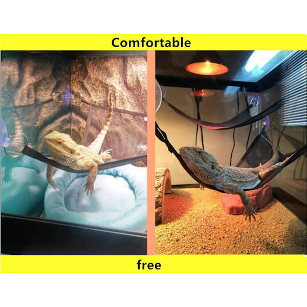 2 st skäggagam hammock set 2 reptil hammock lounger för geckos ödlor leguaner ormar (svart)
