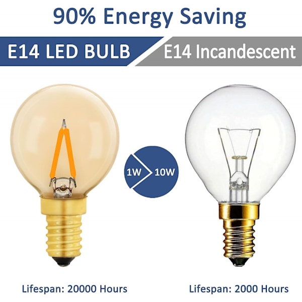G40 Vintage Mini E14 LED-pære 1w, Amber Edison erstatning E14-pære