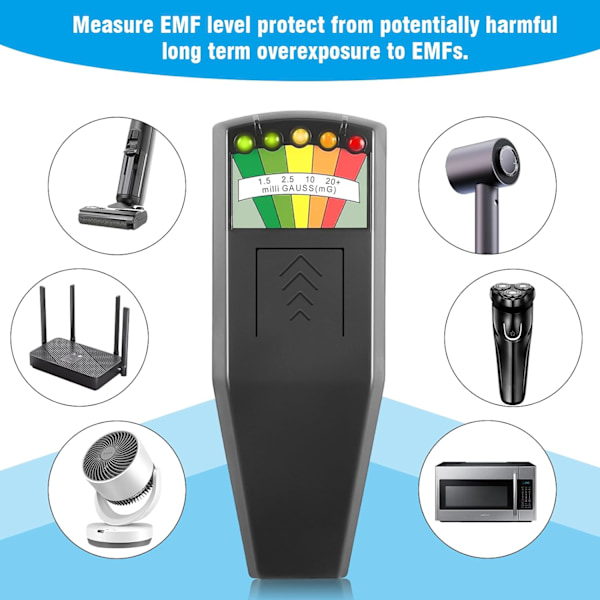 Bærbar LED EMF Detektor Elektromagnetisk Felt Spøgelsesjagt Tester Paranormalt Udstyr Sort