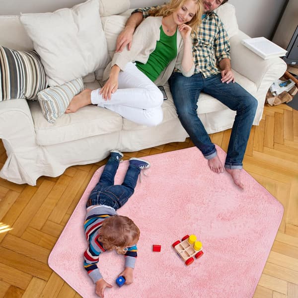 Hexagon Tæppeunderlag til Børns Legehus Legetelt Blød Koraller (Pink)