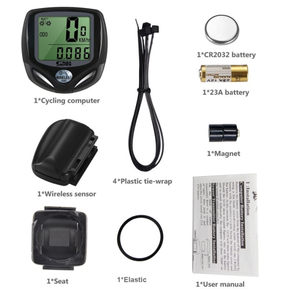 Trådløs sykkelcomputer Vanntett sykkeltacho Funksjoner LCD Odometer