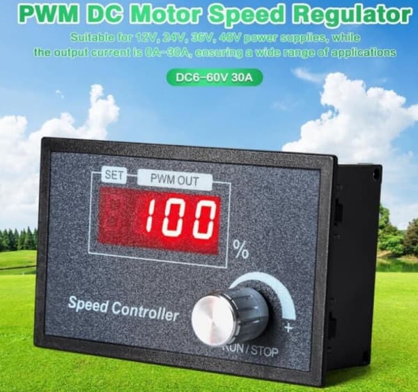 Motorhastighetskontroller, PWM DC 6 12V 24V 36V 48V 30A Motorhastighetsregulator Justerbar med Start Stopp-bryter