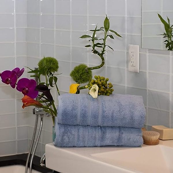 Hotel Luksus Bambus-Bomuld, Badehåndklæder, Allure Blå, Oversized