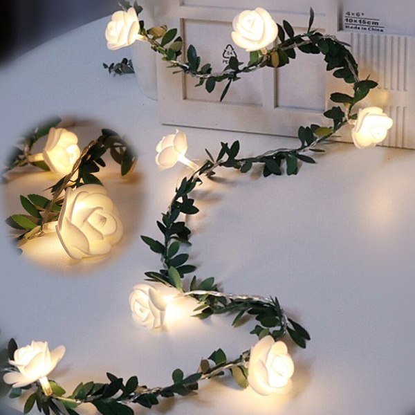 3M 20 LED Rose Flower Fairy String Lights Batteridrevet Garland