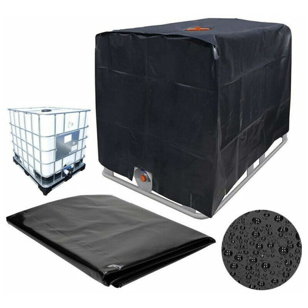 IBC Tanklock Tarpaulin för 1000L IBC Behållare, 116 x 100 x 120 cm Vattentanklock Anti-UV Regnfast (Svart)