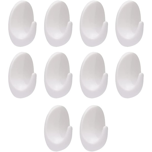 10 Pack Oval Plastic Wall Hooks Multi-Purpose Hanger for Kitchen Bathroom Office Closet