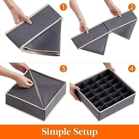 Skuffesektion Organizer Divider, Sæt med 2 Stof Foldbare Kommode Gitre