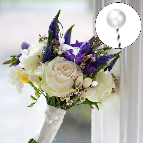 Corsage Boutonniere Pins Imitation Pearl Head Pins Bröllopsbukett Pins Wh