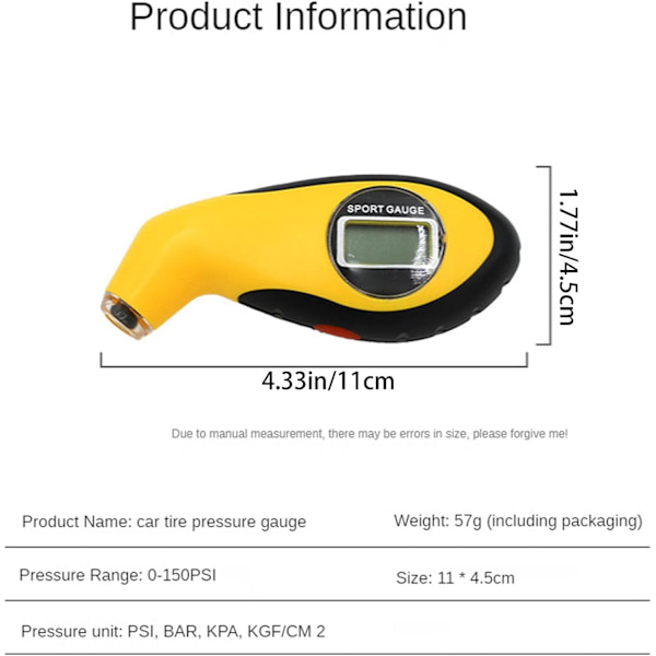 150 PSI Digital Däcktrycksmätare, Tryckverktyg för Bil Lastbil