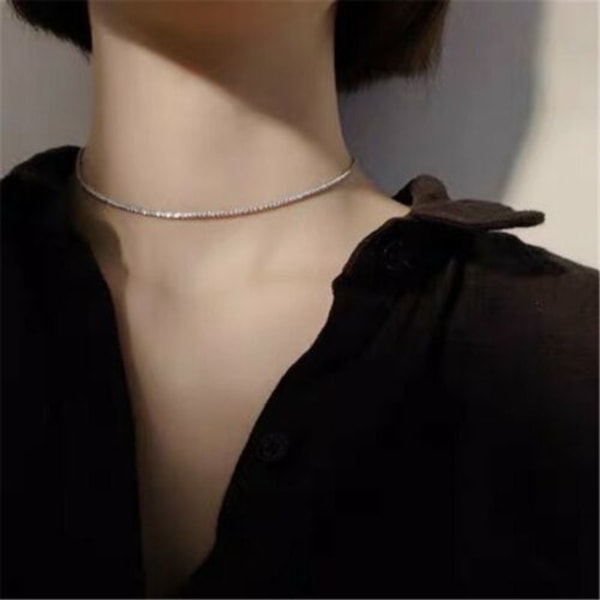 Fashion Silver Gypsophila Flash Chain Halsband Nyckelben Kvinnor Smycken Present, 1 st-s