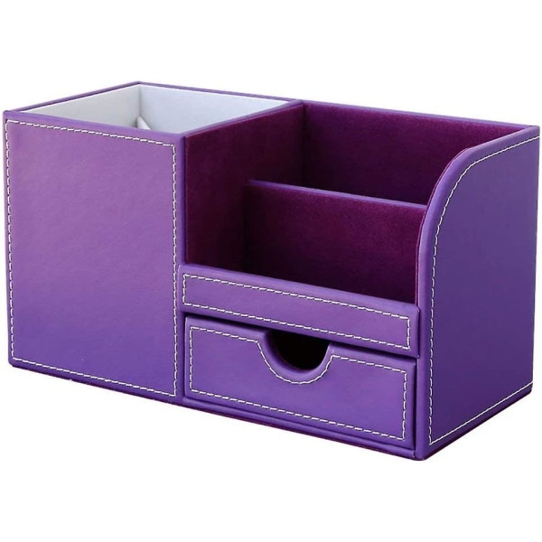 4 Multi-functional Compartments Desktop Organizer (purple)