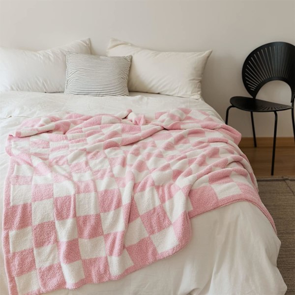 Tæppe Checkerboard Gingham Varmer Komfort Plys Vendbar